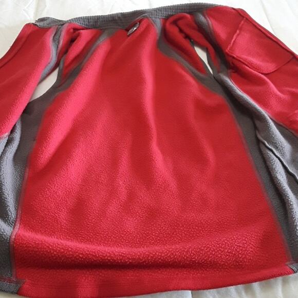 Womens Sz XL Red/Gray Lightweight Fleece Pockets Full Zip Champion Vest - Picture 7 of 8